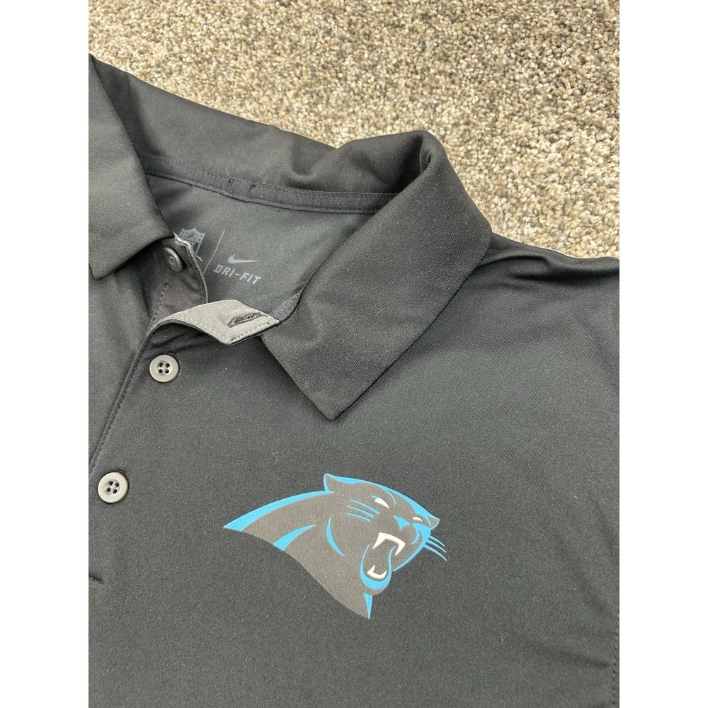 Carolina Panthers Nike Dri-Fit Large Black  Gray Nike Polo Shirt  #0189